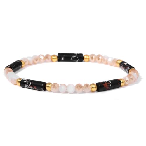 Handgemachtes Perlenarmband aus Natürlichem Kristall, Unisex, 3 X 4mm Kristall und Zylindrischer Schwarzer Imperialstein, Verstellbares Stretch-Armband, Modischer Party-Armreif, 4mm Handgemachtes Perlenarmband aus Natürlichem Kristall, Unisex, 3 X 4mm Kristall und Zylindrischer Schwarzer Imperialstein, Verstellbares Stretch-Armband, Modischer Party-Armreif, 4mm von KNDSSMY