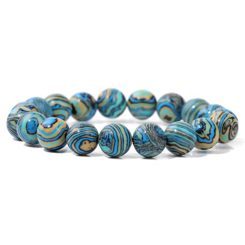 KNDSSMY 10 mm Natursteinperlenarmband, Handgefertigtes Stretcharmband mit Blauem Malachit Edelstein, für Damen & Herren & Teenager, Sommer Strandarmreif 10 mm KNDSSMY 10 mm Natursteinperlenarmband, Handgefertigtes Stretcharmband mit Blauem Malachit Edelstein, für Damen & Herren & Teenager, Sommer Strandarmreif 10 mm von KNDSSMY