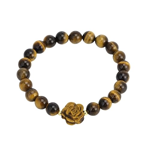 KNDSSMY 8mm Naturstein-Armband, Verstellbar, Dehnbar, Armband mit Braunen Tigeraugen-Perlen für Damen und Mädchen, Handgefertigt, Armreif mit Geschnitzter Rosenblüte, Stilvoll und Charmant, 8mm KNDSSMY 8mm Naturstein-Armband, Verstellbar, Dehnbar, Armband mit Braunen Tigeraugen-Perlen für Damen und Mädchen, Handgefertigt, Armreif mit Geschnitzter Rosenblüte, Stilvoll und Charmant, 8mm von KNDSSMY