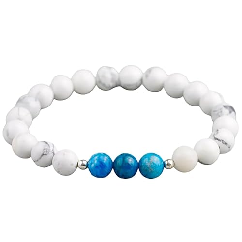 KNDSSMY 8mm Naturstein Handgefertigte Armreifen, Weiß Türkis Blau Apatit Verstellbares Perlenarmband Für Damen und Herren, Fashion Yoga Stretch Armreif 8mm von KNDSSMY