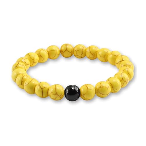 KNDSSMY Handgefertigte Armbänder aus Natursteinperlen, Verstellbares Stretch-Armband Für Damen, Herren und Teenager, 8mm Gelbe, Schwarze und Türkise Perlen, Modischer Paar-Armreif, 8mm KNDSSMY Handgefertigte Armbänder aus Natursteinperlen, Verstellbares Stretch-Armband Für Damen, Herren und Teenager, 8mm Gelbe, Schwarze und Türkise Perlen, Modischer Paar-Armreif, 8mm von KNDSSMY