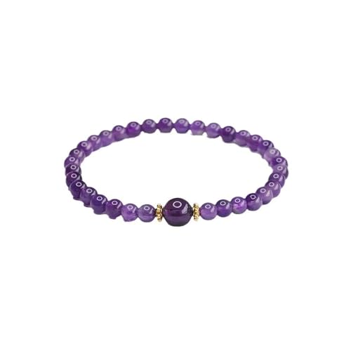 KNDSSMY Handgefertigtes Armband aus Natürlichen Kristallperlen für Frauen, Verstellbares 5mm Violettes Kristall-Stretch-Armband, Schlichter Stil, Yoga-Armreif, Geständnisgeschenk für Liebhaber, 5mm von KNDSSMY