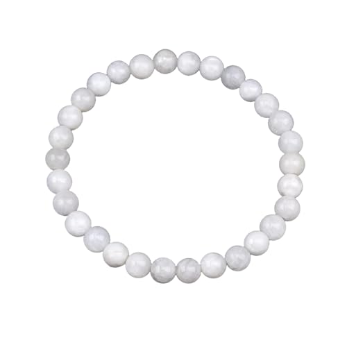 KNDSSMY Handgefertigtes Armband aus Naturstein-Edelsteinperlen, Verstellbares 6-mm-Stretch-Armband aus Weißem Mondstein, Unisex, Yoga-Armreif, Stilvoll und Bezaubernd, 6mm KNDSSMY Handgefertigtes Armband aus Naturstein-Edelsteinperlen, Verstellbares 6-mm-Stretch-Armband aus Weißem Mondstein, Unisex, Yoga-Armreif, Stilvoll und Bezaubernd, 6mm von KNDSSMY