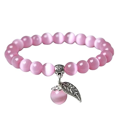 KNDSSMY Handgefertigtes Armband aus Natursteinperlen für Damen, Rosa Katzenauge Stein, Verstellbares Stretch Armband, 8mm Perlen, Modischer Yoga Armreif, Geschenke für Liebhaber, 8mm KNDSSMY Handgefertigtes Armband aus Natursteinperlen für Damen, Rosa Katzenauge Stein, Verstellbares Stretch Armband, 8mm Perlen, Modischer Yoga Armreif, Geschenke für Liebhaber, 8mm von KNDSSMY