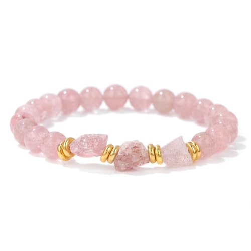 KNDSSMY Handgefertigtes Naturstein Kristall Stretch Armband Unisex, 8mm Rosa Erdbeerquarz Perlen Armband, Fashion Party Armreif Valentinstag, Geburtstag, Weihnachten 8mm KNDSSMY Handgefertigtes Naturstein Kristall Stretch Armband Unisex, 8mm Rosa Erdbeerquarz Perlen Armband, Fashion Party Armreif Valentinstag, Geburtstag, Weihnachten 8mm von KNDSSMY