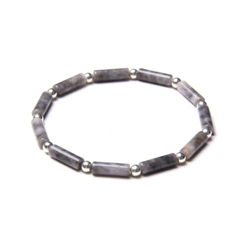 Handgefertigtes Naturstein-Perlenarmband Unisex, 13mm Graues Viereck-Röhrchen-Falkenauge-Stretch-Armband, Verstellbarer Mode-Party-Armreif Weihnachten Geburtstag 13mm von KNDSSMY
