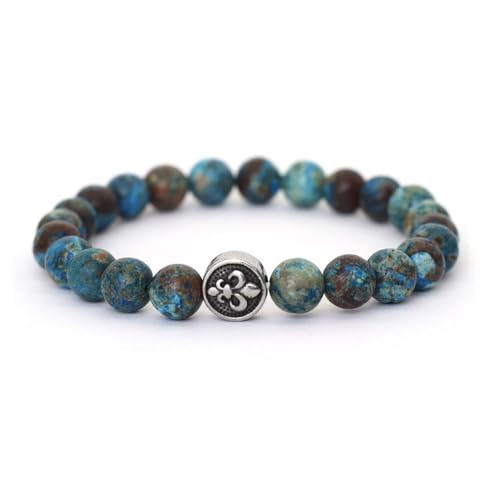 KNDSSMY Handgefertigtes Stretch-Perlenarmband aus Naturstein für Männer, 8mm, Blauer Phönixstein, Verstellbares Paararmband, Geschenke für Partner und Freunde, Stilvoll und Schlicht, 8mm KNDSSMY Handgefertigtes Stretch-Perlenarmband aus Naturstein für Männer, 8mm, Blauer Phönixstein, Verstellbares Paararmband, Geschenke für Partner und Freunde, Stilvoll und Schlicht, 8mm von KNDSSMY