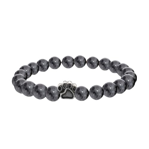 KNDSSMY Modisches Herrenarmband aus Naturstein, Handgefertigt, 8mm, Stretch-Armband aus Schwarzem Flash-Stein mit Hundekrallen-Anhänger, Schlichter Armreif für Outdoor-Sportarten, 8mm von KNDSSMY