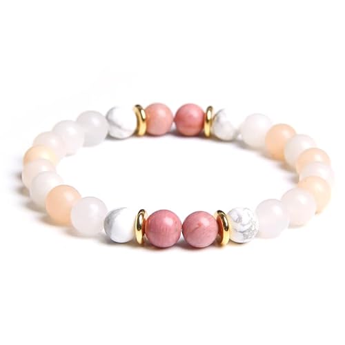 KNDSSMY Modisches Naturstein-Stretcharmband für Damen, Orange-Weißer Achat, Rosa Rhodochrosit, Verstellbares Perlenarmband, 8mm Perlen, Geschenke für Partner und Freunde, 8mm KNDSSMY Modisches Naturstein-Stretcharmband für Damen, Orange-Weißer Achat, Rosa Rhodochrosit, Verstellbares Perlenarmband, 8mm Perlen, Geschenke für Partner und Freunde, 8mm von KNDSSMY