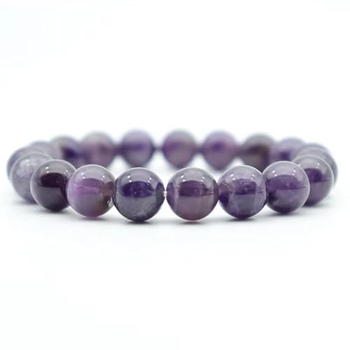 Naturstein Amethyste Stretch Perlen Armband Unisex, 8mm Verstellbar Dunkelviolett Kristall Perlen Armband, Paar Armreif, Schlicht und Stylisch 8mm von KNDSSMY