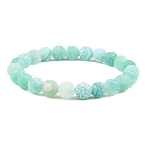 Naturstein Handgefertigtes Perlenarmband Unisex, Verstellbares Buntes Verwitterungsstein-Stretcharmband, 8mm Lila Blau Grüne Perlen Modepaar Armreif Grün 6mm von KNDSSMY