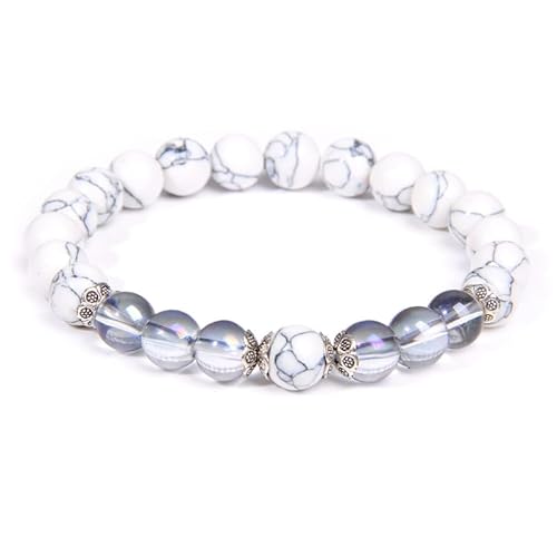 KNDSSMY Naturstein Kristall Armband Unisex, Verstellbares Weißes Türkises und Klares Mondstein Handgefertigtes Perlenarmband 8mm Perlen, Paar Armreifen 8mm KNDSSMY Naturstein Kristall Armband Unisex, Verstellbares Weißes Türkises und Klares Mondstein Handgefertigtes Perlenarmband 8mm Perlen, Paar Armreifen 8mm von KNDSSMY