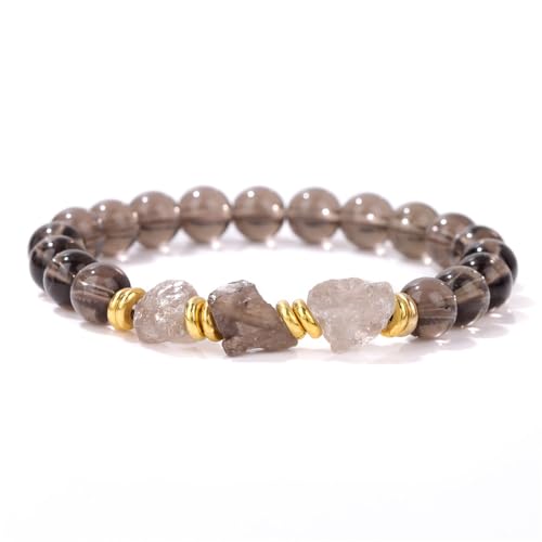 KNDSSMY Naturstein Kristall Stretch Armband Unisex, Klares Rauchquarz Handgemachtes Perlenarmband 8mm Perlen, Yoga Stretch Armreif Schlicht und Stylisch 8mm KNDSSMY Naturstein Kristall Stretch Armband Unisex, Klares Rauchquarz Handgemachtes Perlenarmband 8mm Perlen, Yoga Stretch Armreif Schlicht und Stylisch 8mm von KNDSSMY