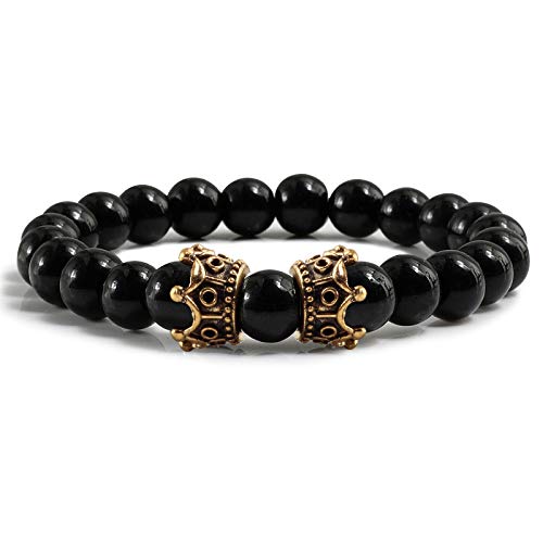 Stretch-Armband aus Naturstein mit Doppelkrähen-Anhänger, 8mm Schwarze Matt Lavasteinperlen, Handgefertigte Perlenarmbänder, Unisex, Paar-Armreif, Stilvoll und Charmant, Leuchtendes Gold, 8mm Stretch-Armband aus Naturstein mit Doppelkrähen-Anhänger, 8mm Schwarze Matt Lavasteinperlen, Handgefertigte Perlenarmbänder, Unisex, Paar-Armreif, Stilvoll und Charmant, Leuchtendes Gold, 8mm von KNDSSMY