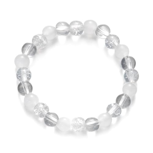 Stretch-Perlenarmband Aus Naturstein für Unisex, Verstellbares 8-mm-Armband Aus Weißem und Klarem Kristall-Edelstein, Personalisierter Schmuck, Schlichtheit und Stil, 8mm Stretch-Perlenarmband Aus Naturstein für Unisex, Verstellbares 8-mm-Armband Aus Weißem und Klarem Kristall-Edelstein, Personalisierter Schmuck, Schlichtheit und Stil, 8mm von KNDSSMY