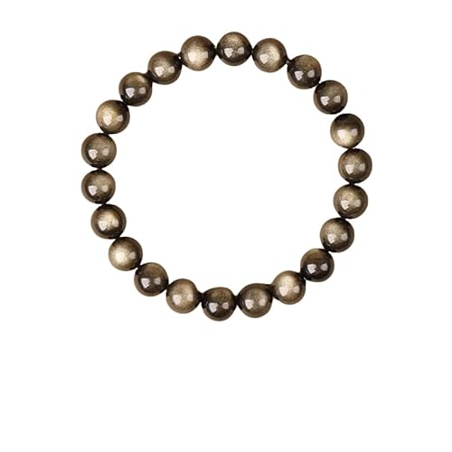 KNDSSMY Verstellbares Perlenarmband Aus Naturstein für Männer, 8mm Goldenes Obsidian-Stretcharmband, Handgefertigter Perlenarmreif, Schmuckgeschenk für Männer 8mm von KNDSSMY