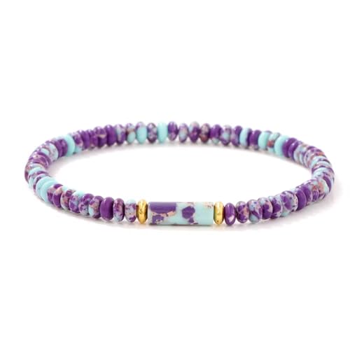 KNDSSMY Verstellbares Perlenarmband aus Naturstein Für Damen und Herren, 4mm, Lila Edelstein-Stretch-Armband, Handgefertigter Boho-Stil, Kleiner Armreif Für Modepartys, 4mm KNDSSMY Verstellbares Perlenarmband aus Naturstein Für Damen und Herren, 4mm, Lila Edelstein-Stretch-Armband, Handgefertigter Boho-Stil, Kleiner Armreif Für Modepartys, 4mm von KNDSSMY