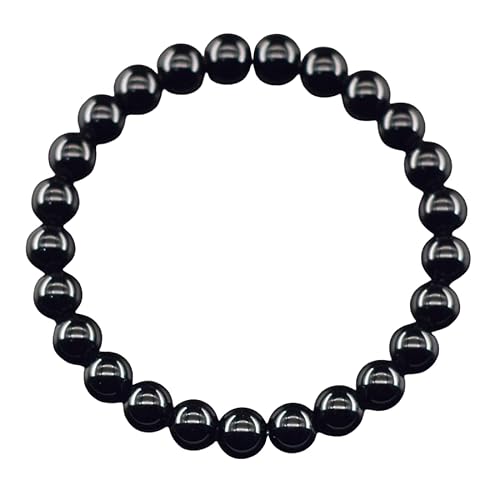 KNDSSMY Verstellbares Stretch Armband Aus Naturstein, 8 mm Schwarzes Obsidian Steinperlenarmband für Männer, Handgefertigter Edelstein Armreif, Stilvoll und Charmant 8 mm von KNDSSMY