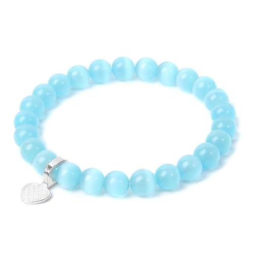 Modisches Armband aus Natursteinperlen, Unisex, Verstellbar, Blaues Katzenauge, Stretch Armband mit Herzanhänger, 8mm Perlen, Handgefertigt, Paar Armreif, 8mm Modisches Armband aus Natursteinperlen, Unisex, Verstellbar, Blaues Katzenauge, Stretch Armband mit Herzanhänger, 8mm Perlen, Handgefertigt, Paar Armreif, 8mm von KNDSSMY