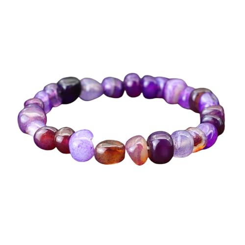 Natürliches Unregelmäßiges Stein-Stretch-Perlenarmband, Unisex, Verstellbar, Buntes Achat-Jade-Paar-Armband, Boho-Sommer-Strand-Armreif, Geschenke für Partner und Freunde, Lila von KNDSSMY