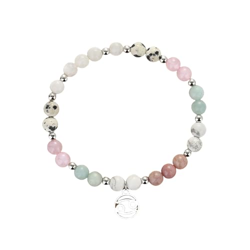 Perlenarmband aus Naturstein mit Sternzeichen Krebs für Damen, 6mm Bunte Perlen, Verstellbares Stretch Armband, Handgefertigt, Yoga Chakra Armreif für Damen und Mädchen, 6mm Perlenarmband aus Naturstein mit Sternzeichen Krebs für Damen, 6mm Bunte Perlen, Verstellbares Stretch Armband, Handgefertigt, Yoga Chakra Armreif für Damen und Mädchen, 6mm von KNDSSMY