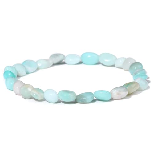 Unregelmäßiges Naturstein Stretch Armband, Blaues Amazonit Handarbeitsperlenarmband Unisex, Modepaar Armreif Weihnachten Geburtstag Valentinstag Blau von KNDSSMY