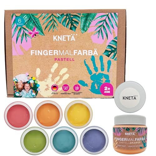 Fingermalfarben für Kinder I 6 x 150 ml Pastellfarben I ab 2 Jahren I auswaschbar, ohne Parabene & Titandioxid I dermatologisch getestet I Made in Germany von KNETÄ