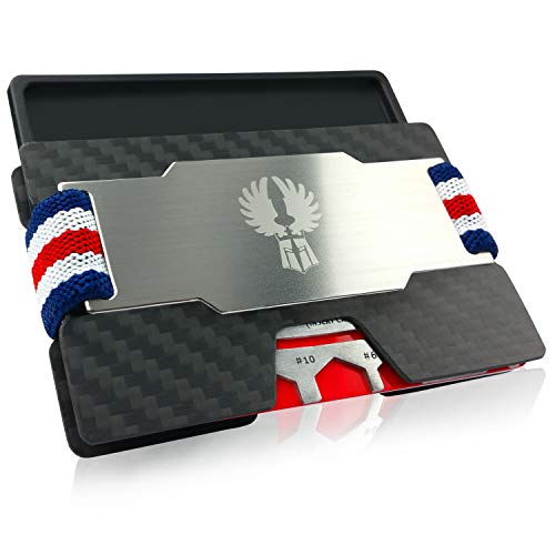 KNIGGE Kartenetui Herren mit Münzfach und Geldklammer in 7 Farben - RFID/NFC Schutz – Slim Wallet aus Gleit- Carbon gegen Kartenabrieb – Edle Kreditkarten Etuis - Mini Geldbörse von KNIGGE
