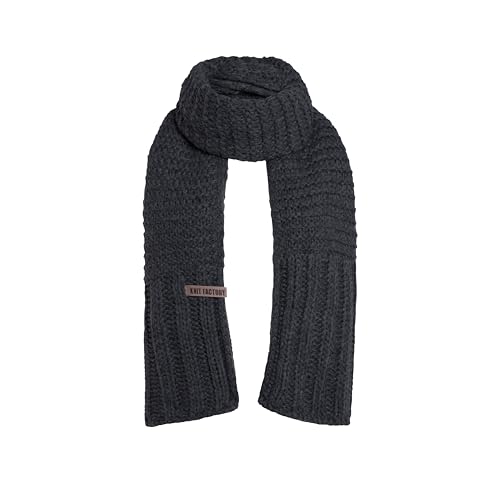 KNIT FACTORY - Alex Schal - Lange Strickschal - Mit grobmaschige Strickmuster - Aus Wolle - Für Damen und Herren - Anthrazit - 200 x 45 cm von KNIT FACTORY