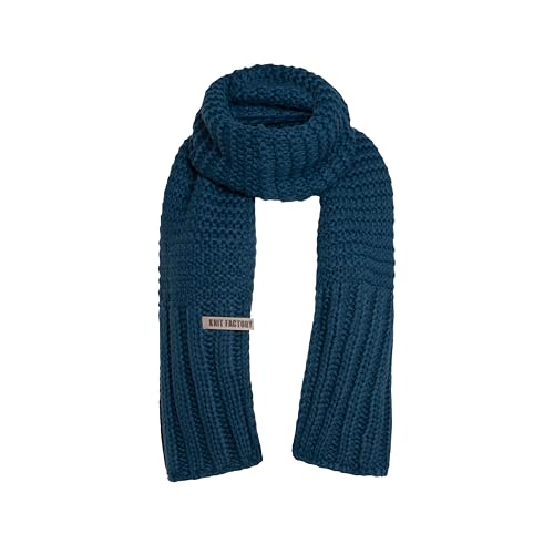 KNIT FACTORY - Alex Schal - Lange Strickschal - Mit grobmaschige Strickmuster - Aus Wolle - Für Damen und Herren - Petrol - 200 x 45 cm von KNIT FACTORY