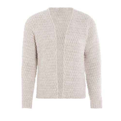 KNIT FACTORY - Becky Strickjacke - Kurzer Damen Strickjacke - Cardigan mit Wolle - Gestrickte Jacke in Hüfthöhe - Hochwertige Qualität - Beige - 40/42 von KNIT FACTORY