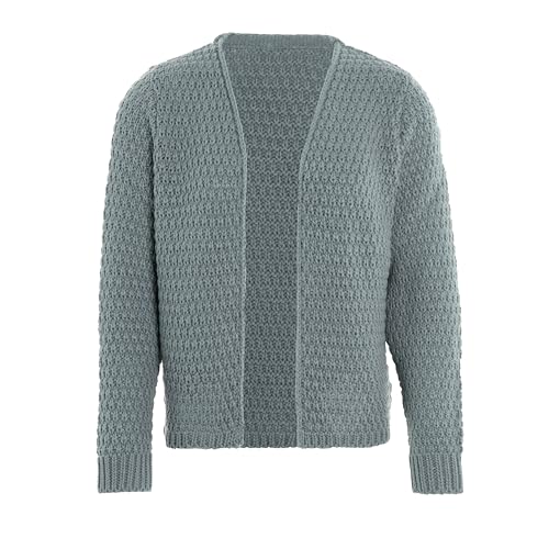 KNIT FACTORY - Becky Strickjacke - Kurzer Damen Strickjacke - Cardigan mit Wolle - Gestrickte Jacke in Hüfthöhe - Hochwertige Qualität - Stone Green - 40/42 von KNIT FACTORY