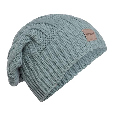 Knit Factory - Bobby Mütze - Strickmütze für Damen und Herren - Slouch Beanie mit Wolle - Hochwertige Qualität - Stone Green von KNIT FACTORY