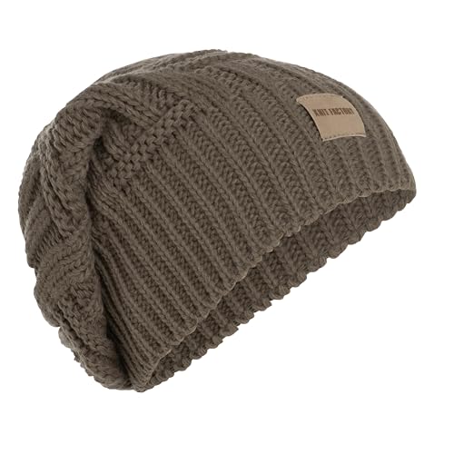 KNIT FACTORY - Bobby Mütze - Strickmütze für Damen und Herren - Slouch Beanie mit Wolle - Hochwertige Qualität - Cappuccino von KNIT FACTORY