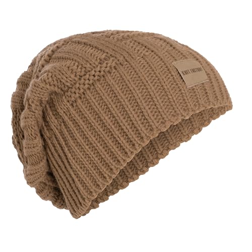 Knit Factory - Bobby Mütze - Strickmütze für Damen und Herren - Slouch Beanie mit Wolle - Hochwertige Qualität - Nude von KNIT FACTORY