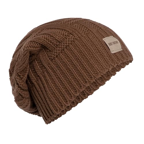 Knit Factory - Bobby Mütze - Strickmütze für Damen und Herren - Slouch Beanie mit Wolle - Hochwertige Qualität - Tobacco von KNIT FACTORY