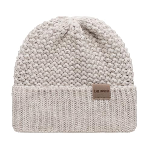 Knit Factory - Carry Mütze - Strickmütze für Damen und Herren - Beanie - Wintermütze mit Wolle - Robusten Look - Hochwertige Qualität - Beige von KNIT FACTORY