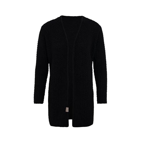 KNIT FACTORY - Carry Strickjacke - Mittellange Damen Strickjacke - Cardigan mit Wolle - Hochwertige Qualität - Schwarz - 40/42 von KNIT FACTORY