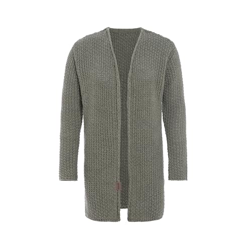 KNIT FACTORY - Carry Strickjacke - Mittellange Damen Strickjacke - Cardigan mit Wolle - Hochwertige Qualität - Urban Green - 40/42 von KNIT FACTORY