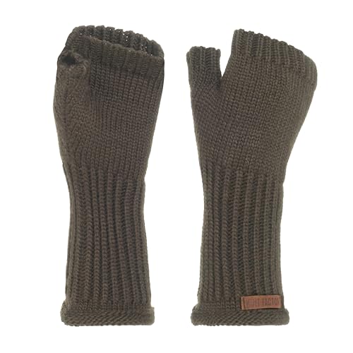 KNIT FACTORY - Cleo Handstulpen - Fingerlose Handschuhe - Gestrickte Handschuhe für Winter - Damen Handstulpen aus Wolle - Hochwertige Qualität - Cappuccino von KNIT FACTORY