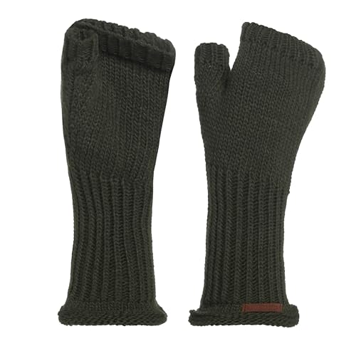 Knit Factory - Cleo Handstulpen - Fingerlose Handschuhe - Gestrickte Handschuhe für Winter - Damen Handstulpen aus Wolle - Hochwertige Qualität - Khaki von KNIT FACTORY