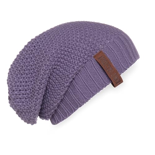 KNIT FACTORY - Coco Mütze - Strickmütze für Damen und Herren - Slouch Beanie - Wintermütze mit Wolle - Hochwertige Qualität - Violett von KNIT FACTORY