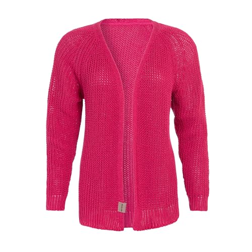 Knit Factory - Daisy Kurze Strickjacke - Damen gestrickte Jacke aus 80% Recycelte Baumwolle - Cardigan mit Hochwertige Qualität - Fuchsia - 40/42 von KNIT FACTORY