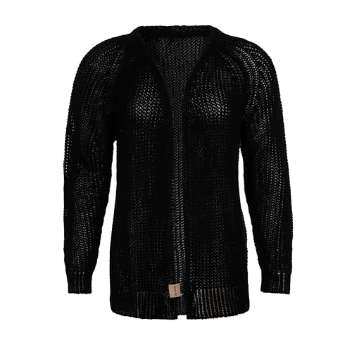 Knit Factory - Daisy Kurze Strickjacke - Damen gestrickte Jacke aus 80% Recycelte Baumwolle - Cardigan mit Hochwertige Qualität - Schwarz - 36/38 von KNIT FACTORY