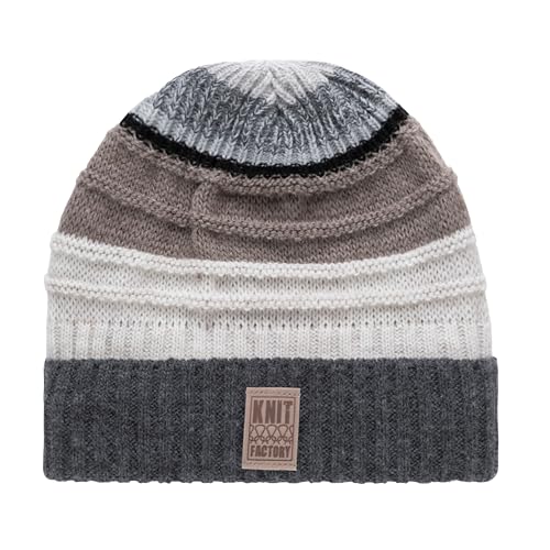 Knit Factory - Dali Mütze - Strickmütze für Damen und Herren - Beanie - Wintermütze mit Wolle - Mehrfarbig - Hochwertige Qualität - Grau von KNIT FACTORY