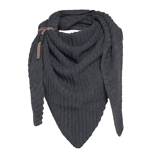 KNIT FACTORY - Demy Dreiecksschal - Damen Strickschal mit Wolle - Winterschal - Herbst & Winter Essentials - Winter Dreieckstuch - Tuch Schal für Winter - Hochwertige Qualität - 190x85 - Anthrazit von KNIT FACTORY