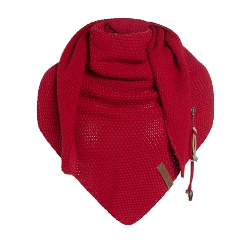 KNIT FACTORY - Dreiecksschal Coco - Damen Strickschal mit Wolle - Umschlagtuch für den Herbst und Winter - Winterschal - Dreieckstuch - Hochwertige Qualität - XXL Schal - 190x85 cm - Bright Red von KNIT FACTORY