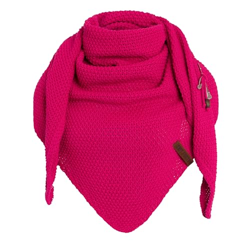 Knit Factory - Dreiecksschal Coco - Damen Strickschal mit Wolle - Umschlagtuch für den Herbst und Winter - Winterschal - Dreieckstuch - Hochwertige Qualität - XXL Schal - 190 x 85 cm - Fuchsia von KNIT FACTORY