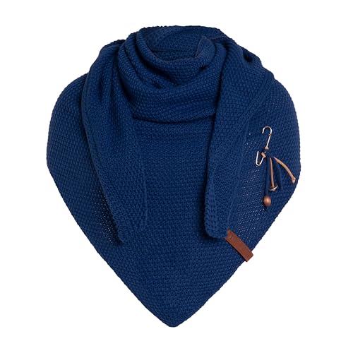 Knit Factory - Dreiecksschal Coco - Damen Strickschal mit Wolle - Umschlagtuch für den Herbst und Winter - Winterschal - Dreieckstuch - Hochwertige Qualität - XXL Schal - 190 x 85 cm - Kings Blue von KNIT FACTORY