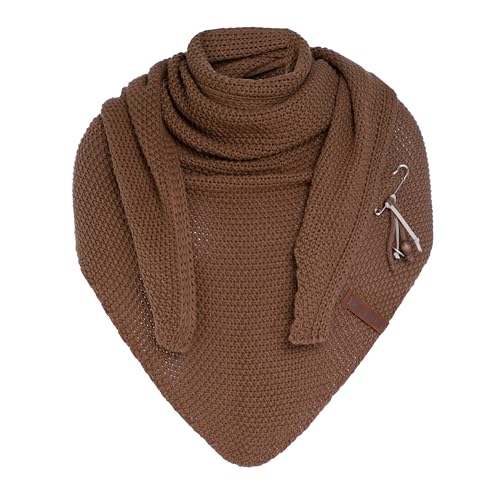 KNIT FACTORY - Dreiecksschal Coco - Damen Strickschal mit Wolle - Umschlagtuch für den Herbst und Winter - Winterschal - Dreieckstuch - Hochwertige Qualität - XXL Schal - 190 x 85 cm - Tobacco von KNIT FACTORY